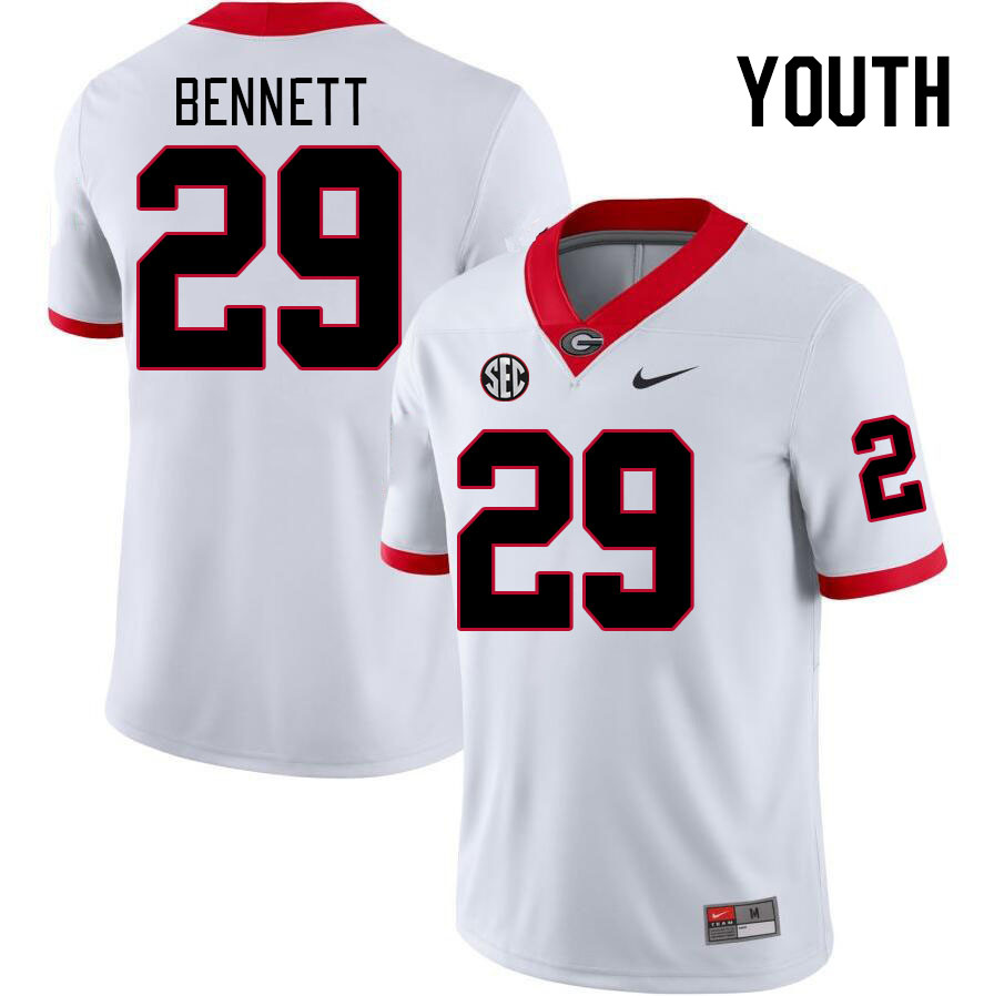 Georgia Bulldogs Youth Luke Bennett #29 White Stitched College UGA Football Jersey 23SM011YK